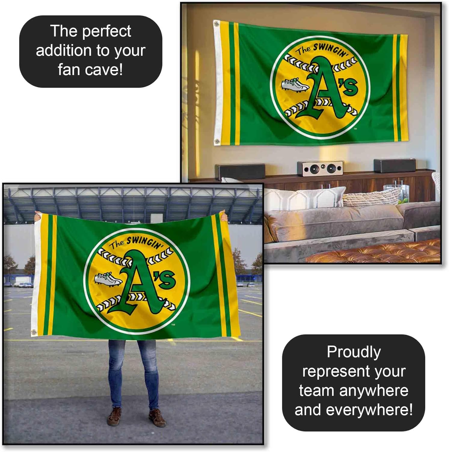 Oakland Athletics Retro Vintage Logo Flag and Banner - Image 5