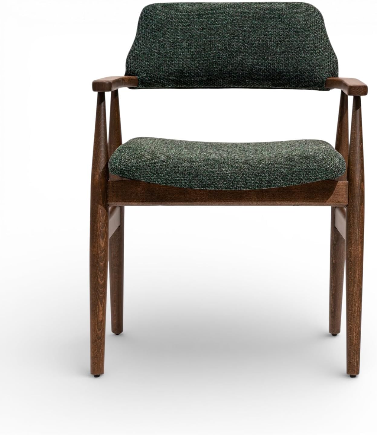 MELAGIO Arezzo Walnut Upholstered Accent Chair - Armrest Modern Dining Chair - Side Chair for Living Room Dining Room Bedroom - Performance Fabric Fully Assembled Chair