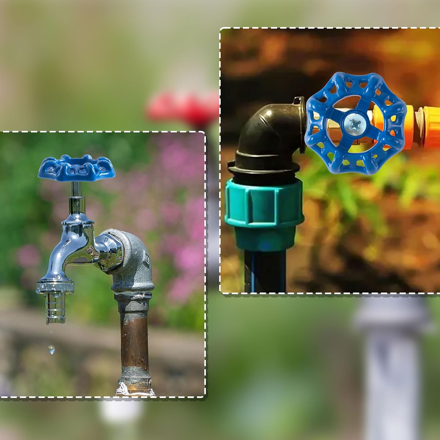 2PCS Outdoor Faucet Handles, 7 mm Blue Round Wheel Hose Bib Handle image 5