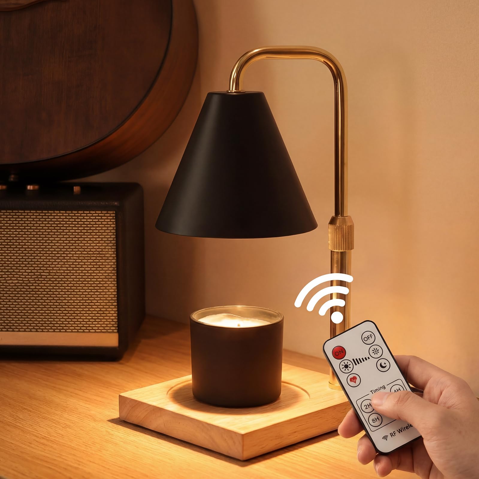BJFFN SIJIE-USA BJFFN Candle Warmer Lamp with Timer and Wireless Remote Control - Birthday Gifts for Women, House Warming Gifts New Home Decor, Wax Melt Warmer for Jar Candles with 2 Bulbs
