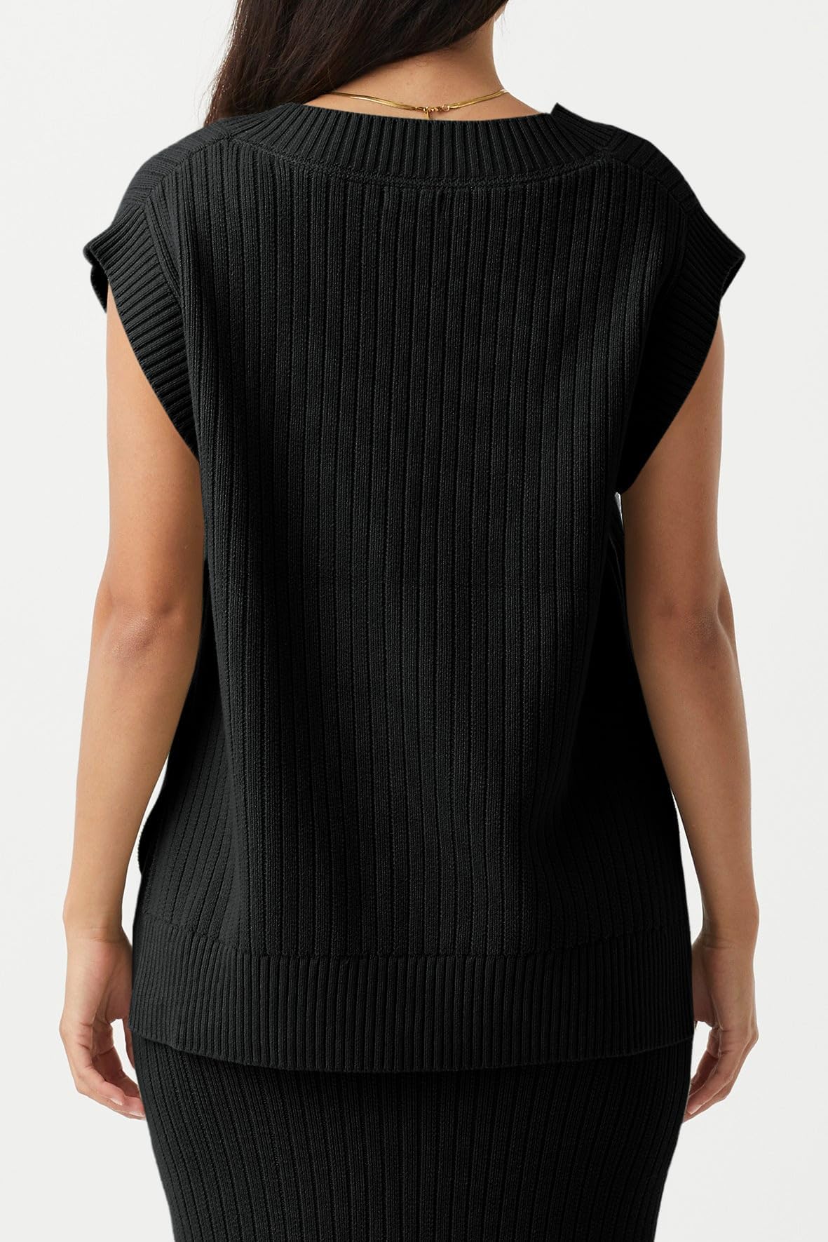Saodimallsu Pull à col en V pour femme - Gilet surdimensionné sans manches - Léger - Pull d'été élégant