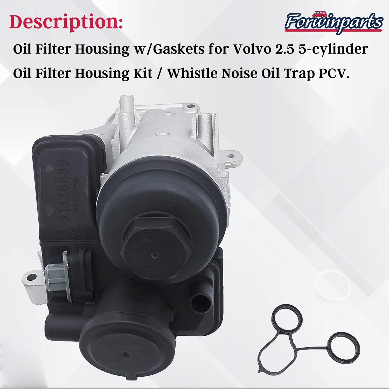 Oil Filter Housing for 2004-2016 Volvo C30 S60 C70 S40 V50 V60 XC60 XC70 2.4L 2.5T 5 Cly 31338685 30788494
