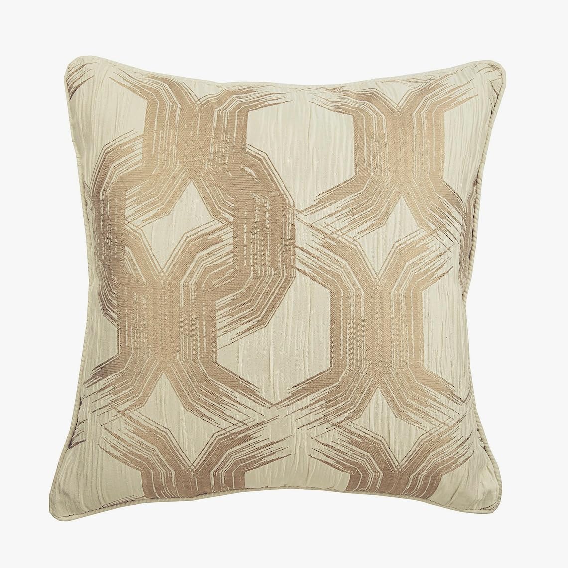The HomeCentric Pearl Beige Decorative Throw Cushions Covers Cushion Covers Trellis Jacquard Weave Patterned Couch Cushions, Beige Cushion Covers 30x30 cm (12x12 inch) - Pearl Beige Mystery โ image 1