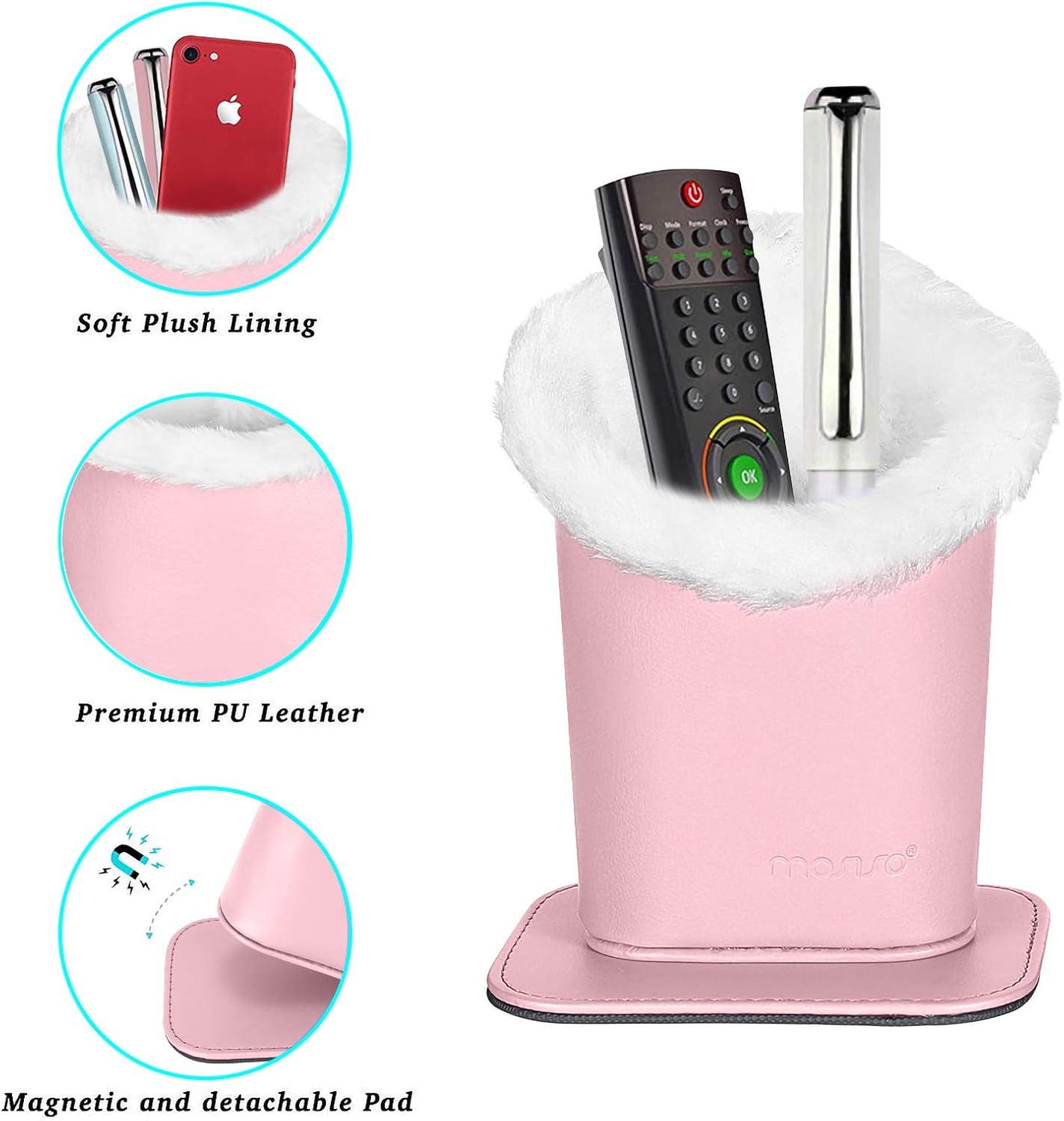 MOSISO Eyeglasses Holder, Plush Lined PU Leather Stand Case with Magnetic Base, Pink : Clothing, Shoes & Jewelry