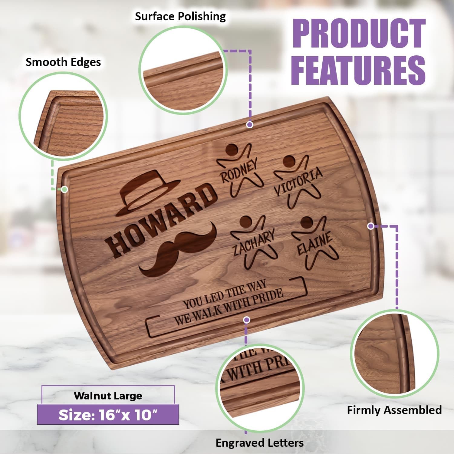 Personalized Cutting Board Gift for Dad or Grandpa - Custom Engraved Charcuterie Board with Kids' Names - Father's Day, Birthday, Christmas Gift for Men, Papa, Daddy, Husband