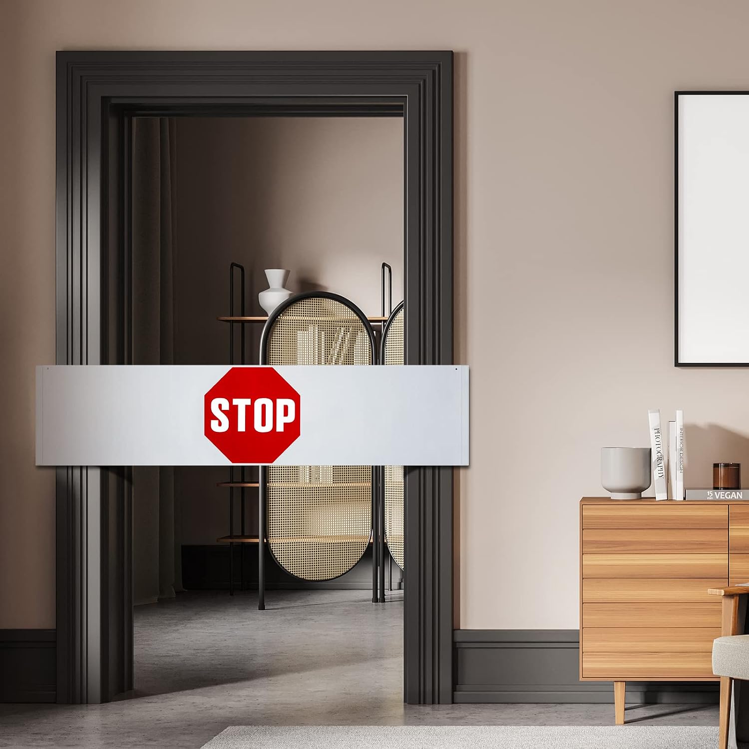 Buryeah 4 Pieces Door Guard Safety Banner 50 x 12 Inch Combination Stop Sign Banner Double Sided Do Not Enter Signs of Dementia Patients Home Bedroom Wandering Prevention Aid