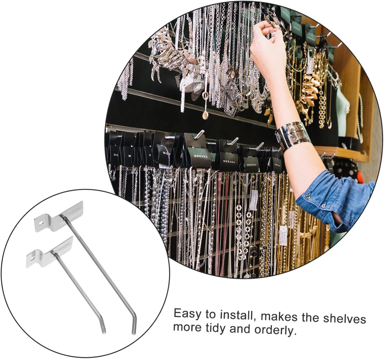 Unomor 50pcs Hooks Wall Hanging Hooks for Retail Display Heavy Duty Iron Construction