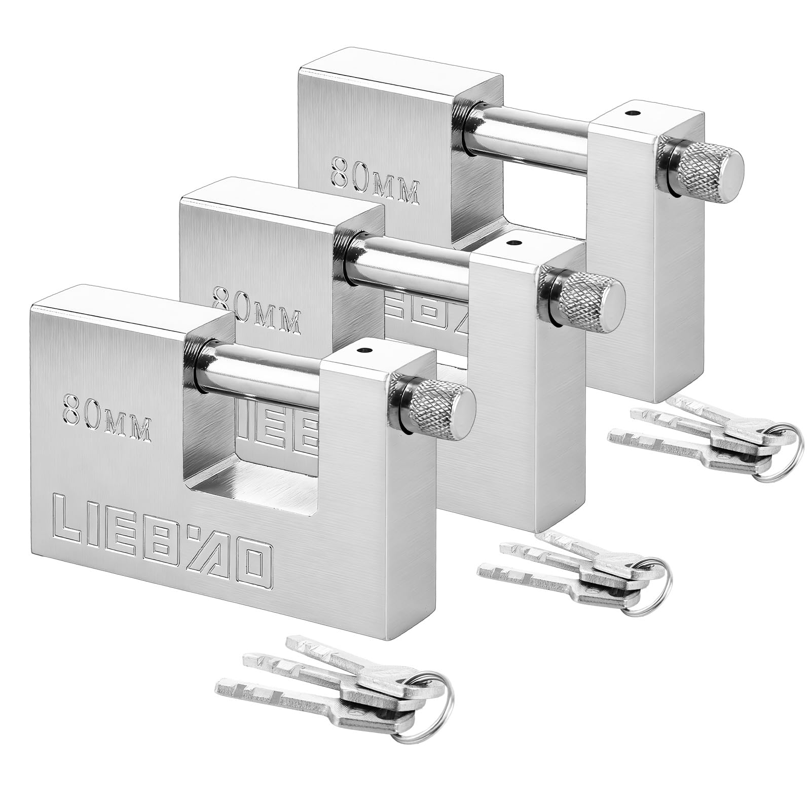 WENLISELL 3 Pack Heavy Duty Shipping Container Padlock with Keys, High Security Container Padlock 75mm, 10mm Thick Shackle Weatherproof Outdoor Lock for Shipping Container, Garage, Gate, Shed