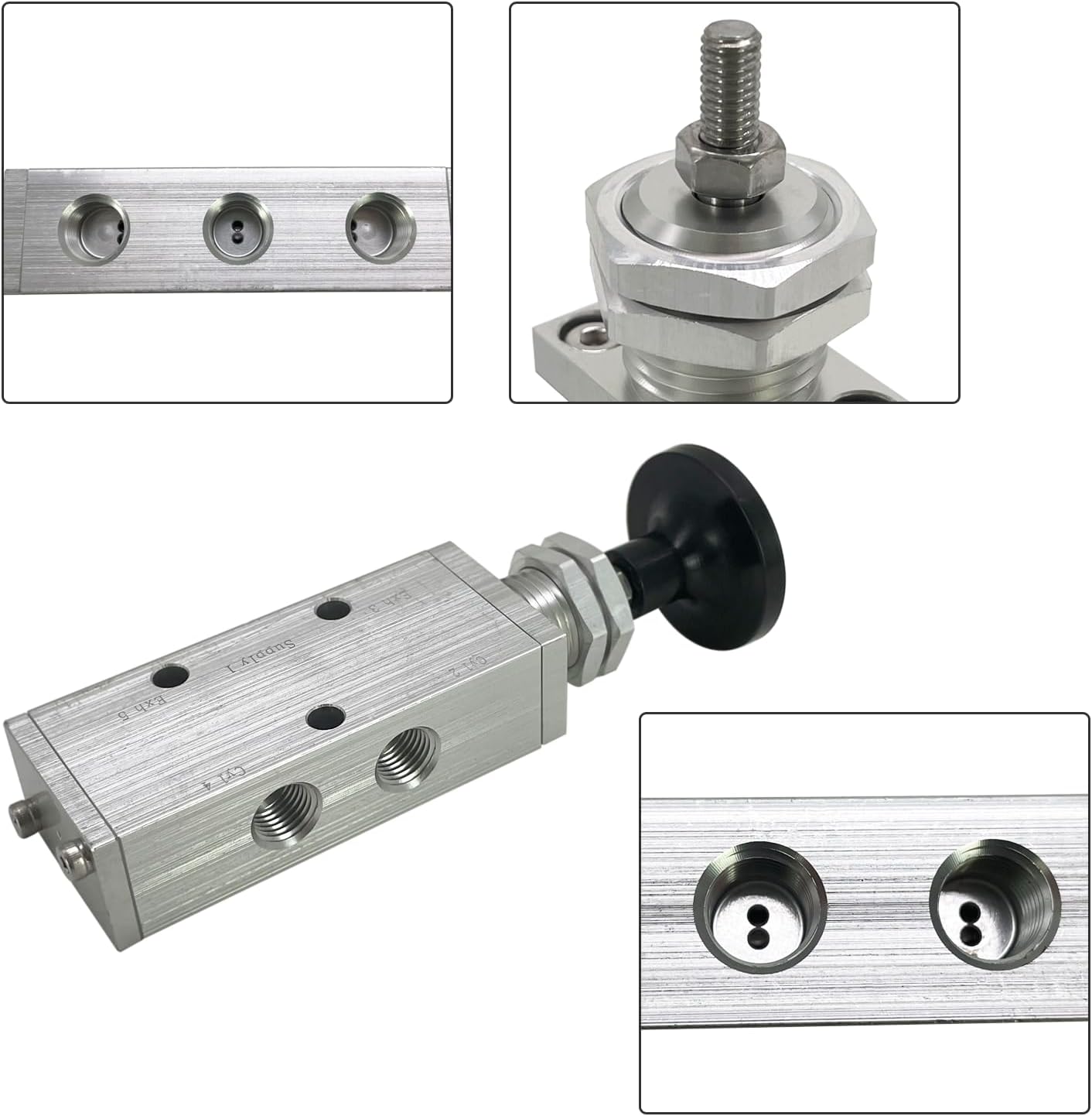 Four-Way 5-Port 2-Position Push/Pull Valve, Replace# 320175 320121, 1/4"-18 FPT Ports Compatible with Velvac