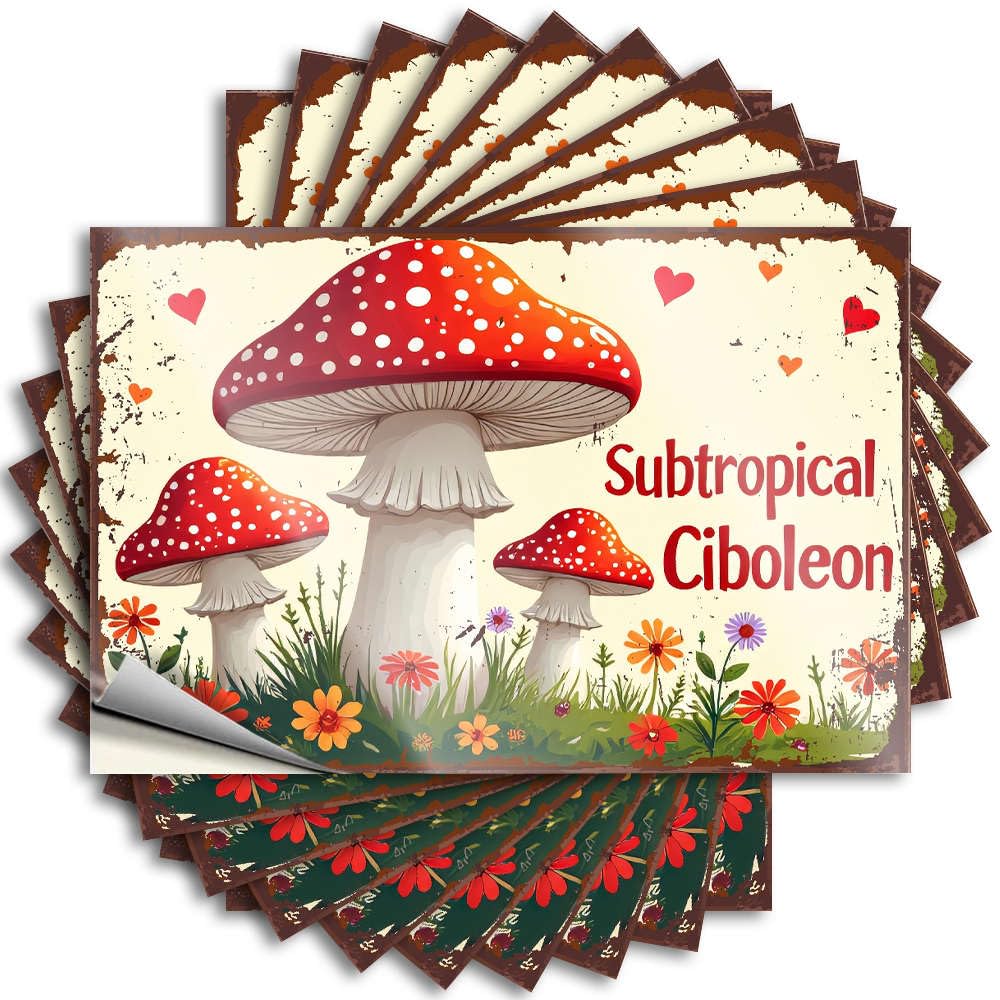 Bedroom Decorations, Stickers Dart Helmet Subtropical Ciboleon: A Mushroom Garden | Happy Waterproof Vinyl Stickers(12X18CM)