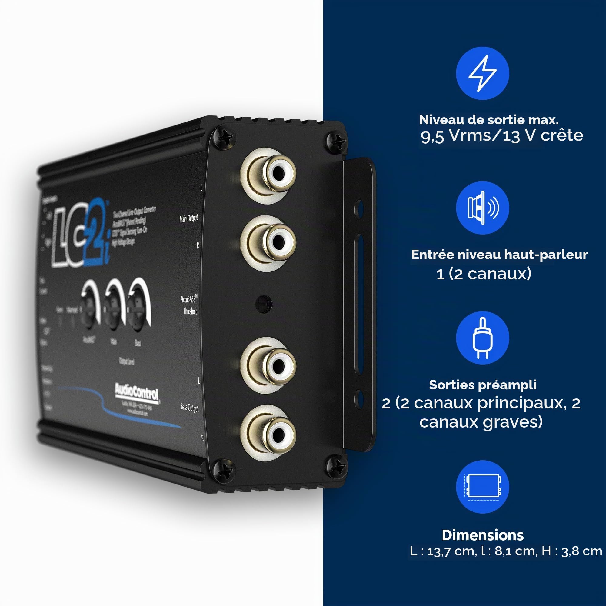 AudioControl Audio Control Lc2I Convertisseur de sortie ligne 2 canaux pour ajouter des ampères à votre système d'usine