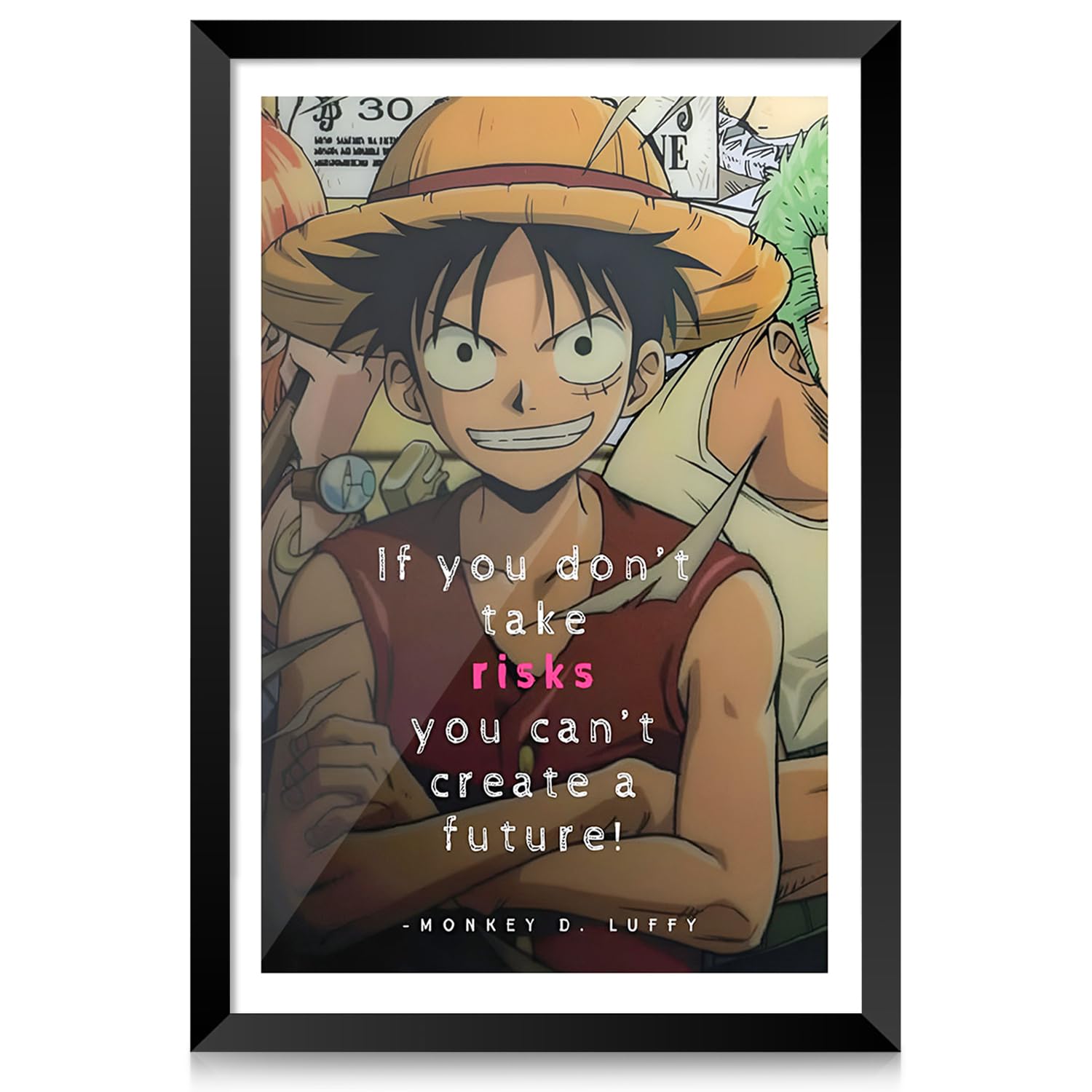 ArtLyft Luffy Motivational Anime Wall Frame (9x12 Inch) | One Piece Inspired Poster with Quote | Anime Wall Art for Room Decor | Anime Poster for Boys | Gaming Setup Wall Frame-image-30