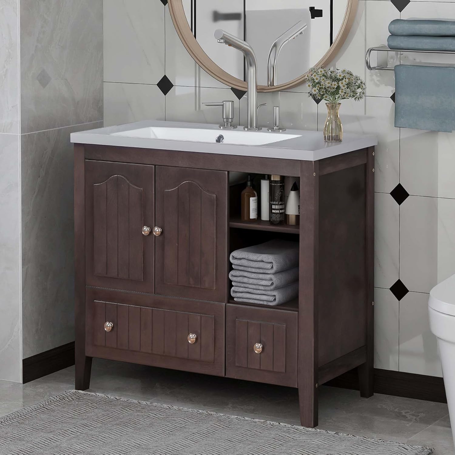 Amazon.com: 36 Inch Bathroom Vanity with Sink ,Wood Bathroom Vanities ...