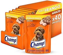 Pack Ração Úmida Champ Sachê Cães Adultos Sabor Caseiro Frango 85g - 40 unidades