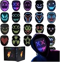Busdebon LED Light Up Mask with Gesture Sensing - 234 LEDs, 50 Patterns for Halloween, Cosplay, Christmas Parties