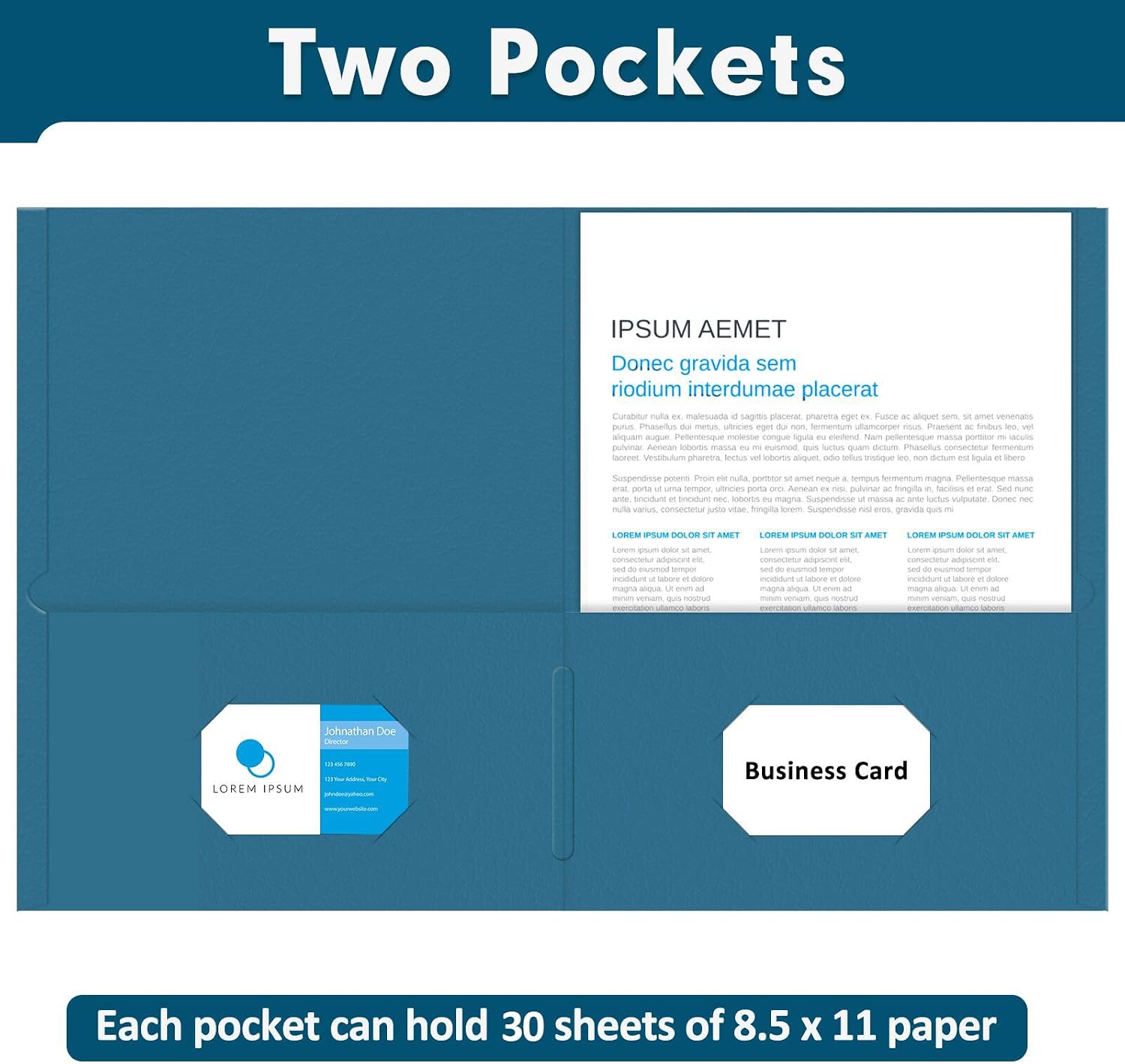 PANDRI Two Pocket Folders, Paper Folders with Pockets, 30 Pack, DarkBlue image 4