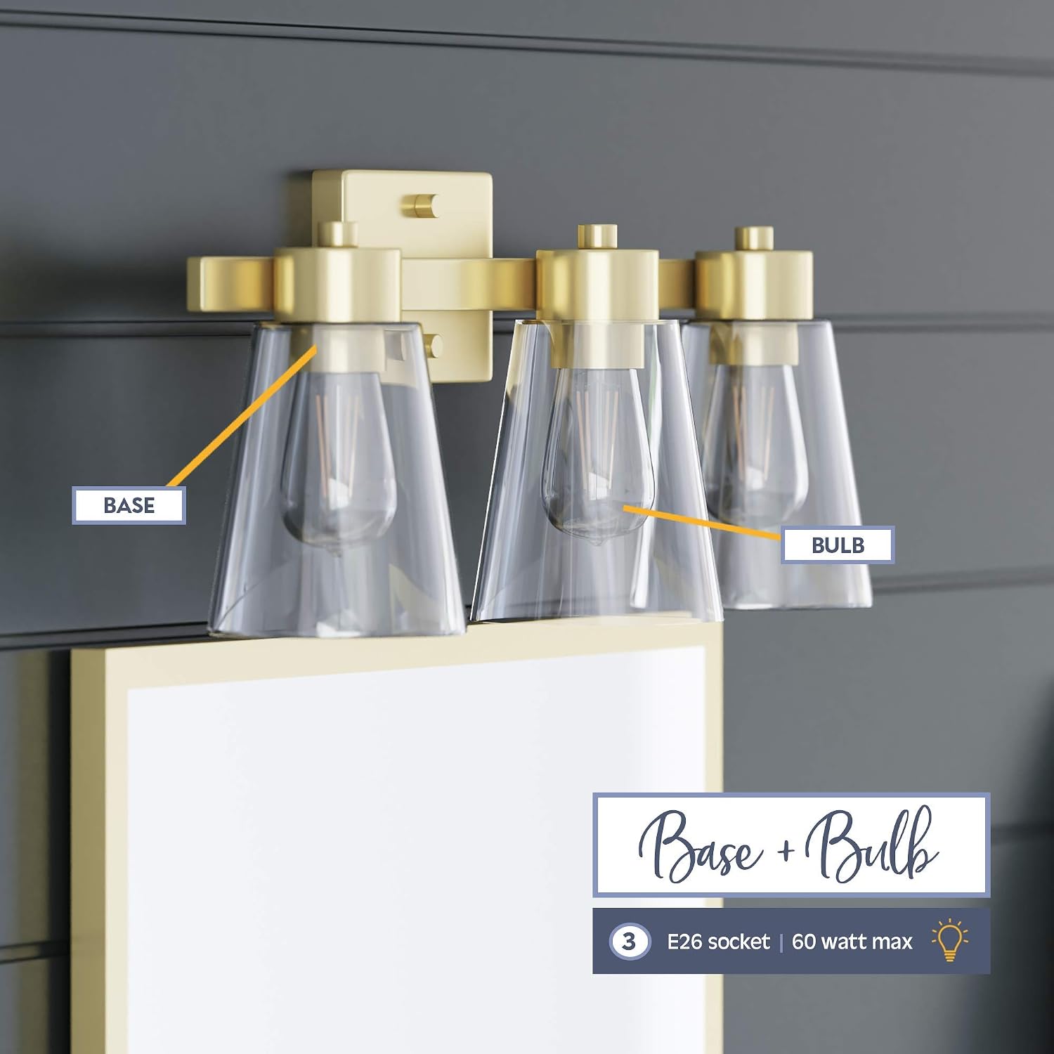 Prominence Home Fairendale 3 Light Soft Gold Bathroom Vanity Light with Clear Glass