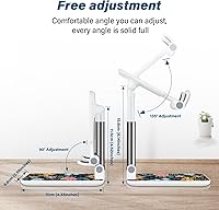 Vista 6 de Soporte de teléfono plegable para escritorio - Soporte de teléfono celular de ángulo ajustable - Adecuado para iPhone, Samsung - Flor negra