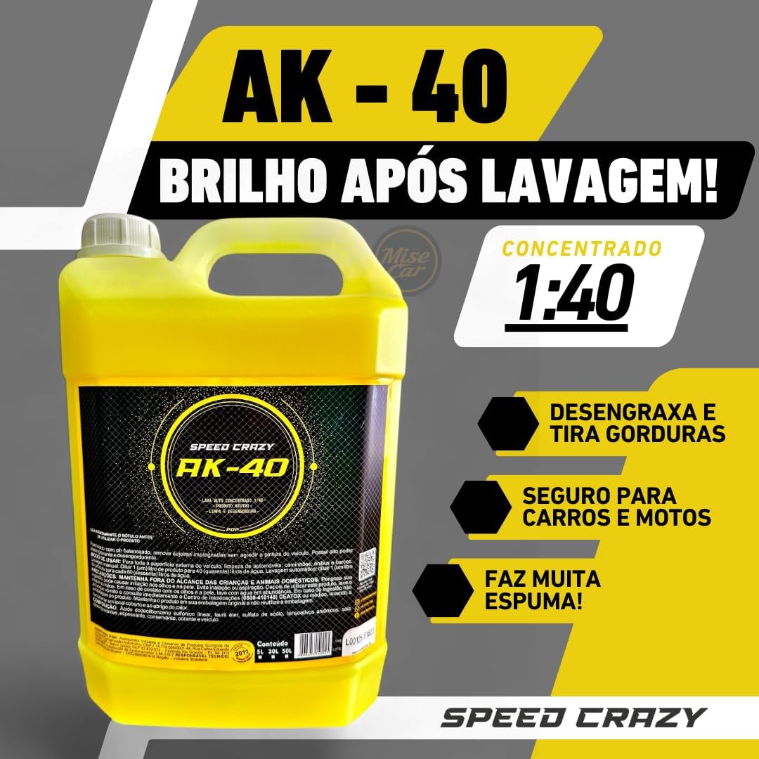 Shampoo Automotivo AK-40 Concentrado 5 Litros Speed Crazy