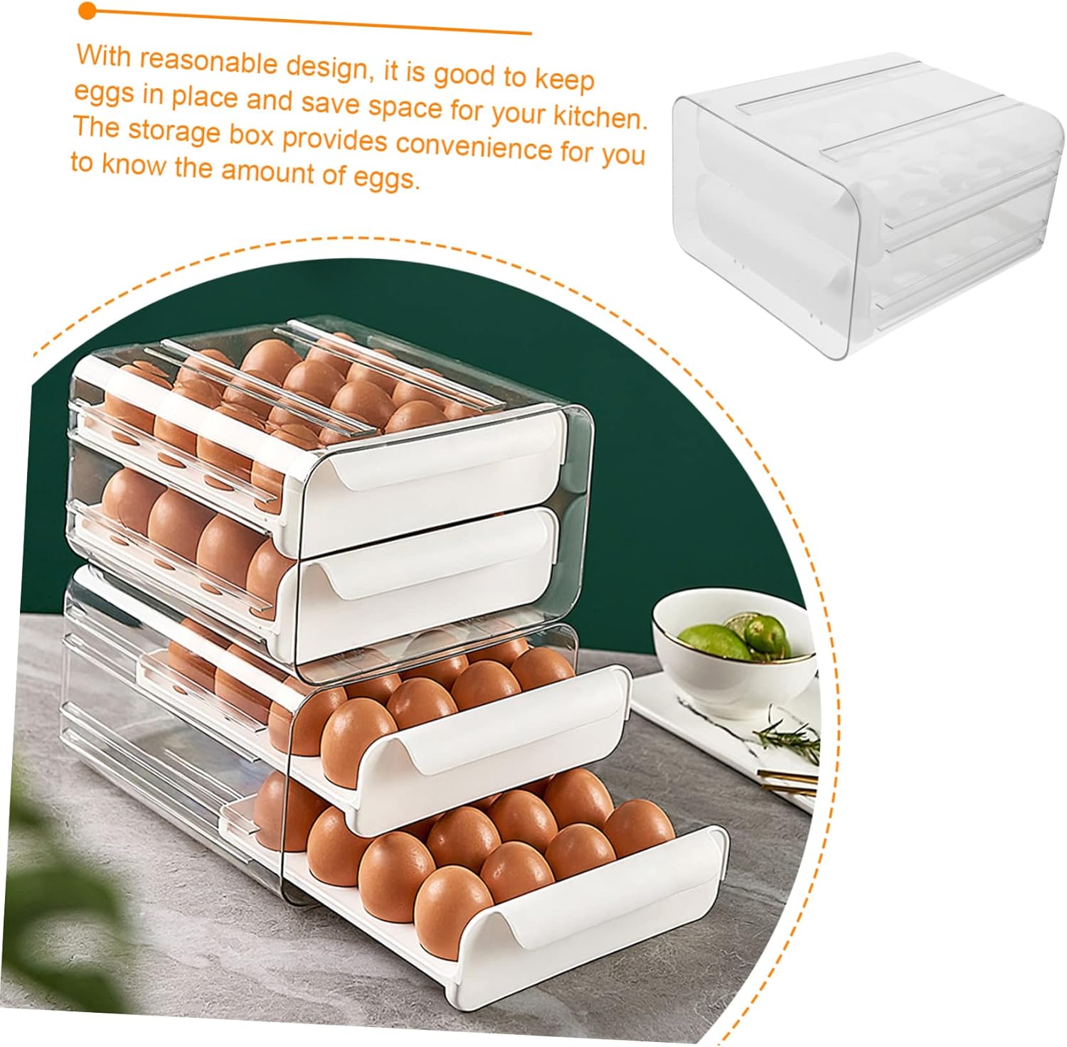 Refrigerator Drawer Holder Transparent Double Compartment Storage Case for Kitchen and Picnics Space-saving Design for Refrigerator Organization