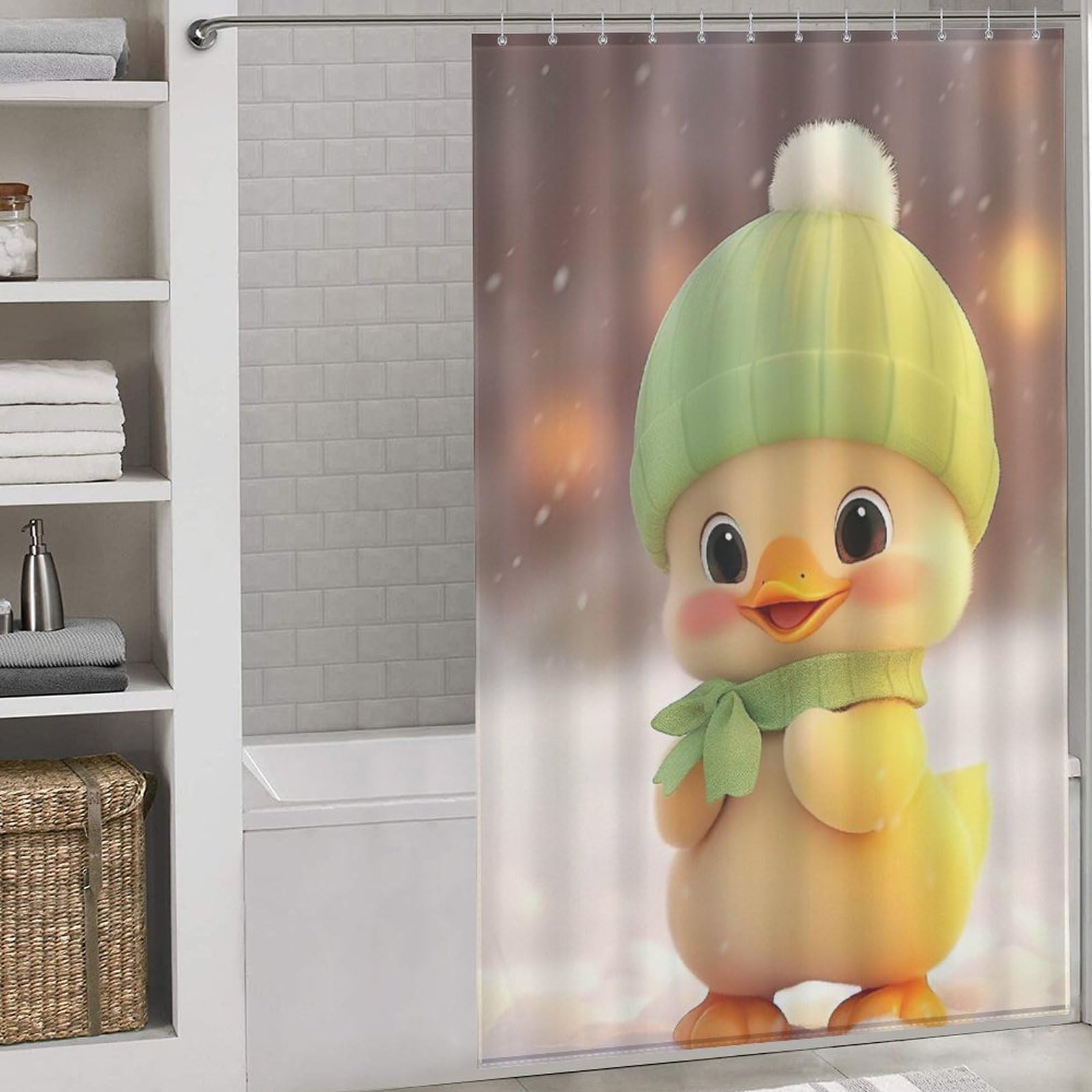 Rideau de douche canard imperméable en polyester lavable pour baignoire 140x183cm
