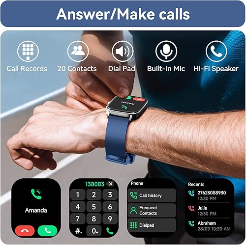 Miniatura 2 de Reloj inteligente para mujereshombres, Android y iPhone, pantalla táctil de 1.85 pulgadas, rastreador de fitness con respuestahacer llamadas, IP68