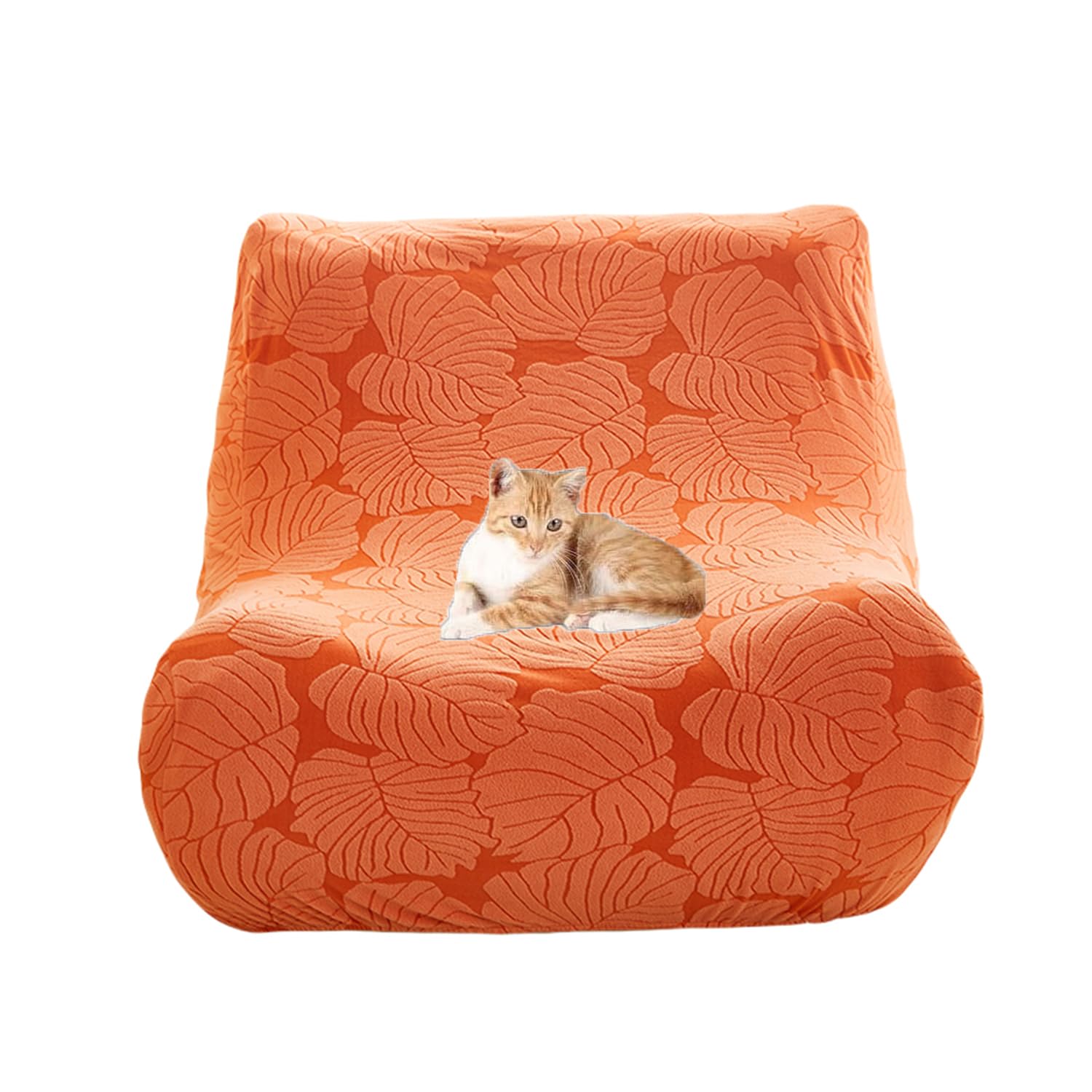 HACLEN Stretch Lazy Floor Sofa Cover, Replacement Armless Lounge Couch Slipcover Removable Fireside Chair Cover Machine Washable (orange,one size)
