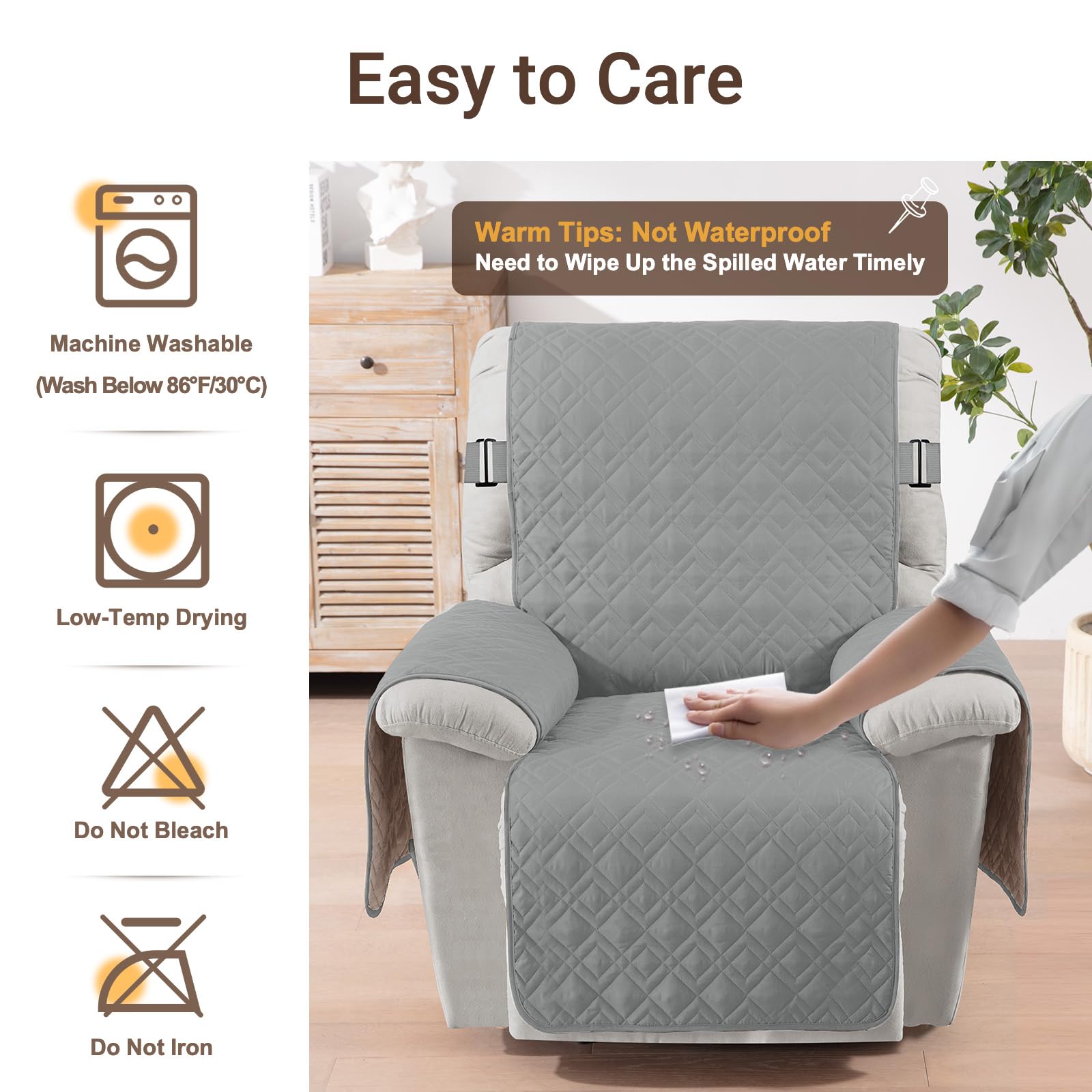 RHF AntiSlip Oversized Recliner Cover For Leather Sofa