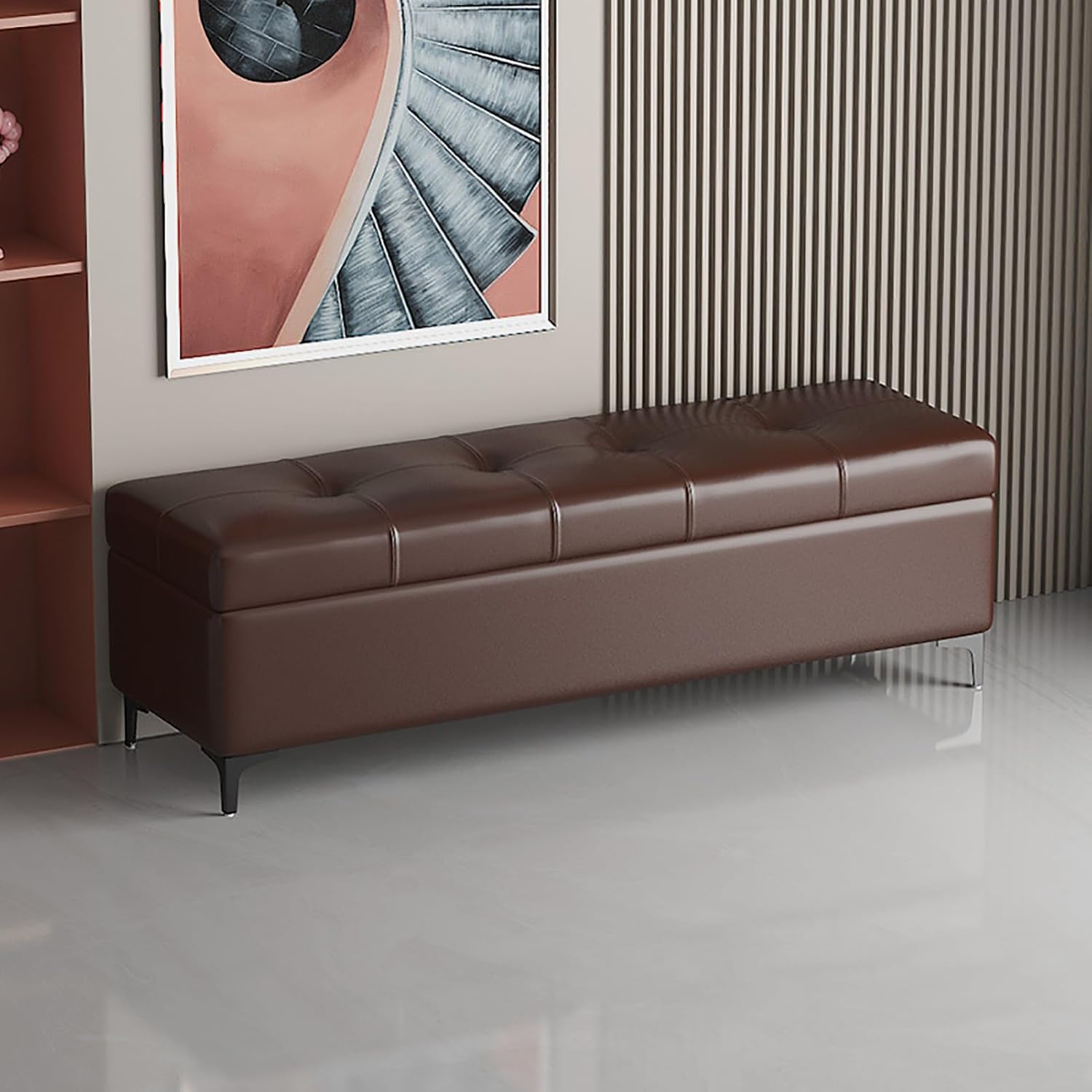 Benches Garden Bench Outdoor Patio Seating Backless Park Chair Lawn Path Slatted Seats,Modern Faux Leather Storage Ottoman Bench, Upholstered Rectangular Footstool with Metal Legs, Versatile