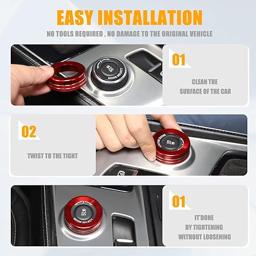 Miniatura 3 de LLKUANG Cubierta de perilla de modo de conducción para consola central de automóvil, ajuste para Chevrolet Corvette C7 2014-2019 aleación de