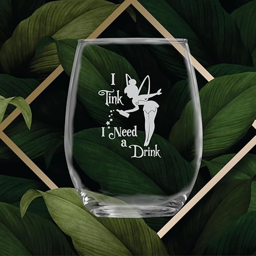 Miniatura 4 de I Tink I Need a Drink (15 oz) Tinkerbell Fairy Wine Lovers Glass - Dishwasher Safe - Funny Gag Birthday Christmas Present - Movie Themed Gifts -
