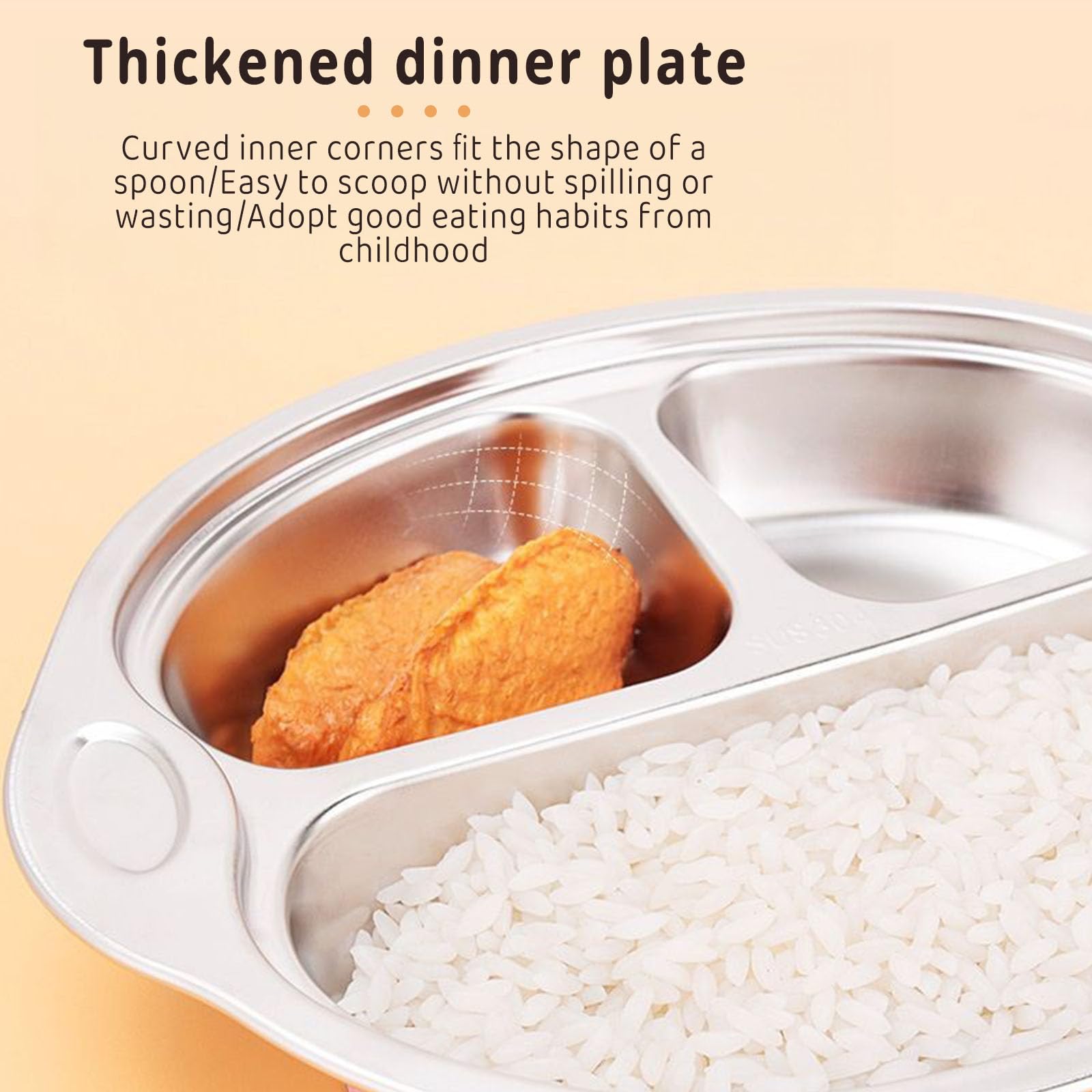 Piatto Diviso Con Ventosa Per Bambini - Design Coniglio, 3 Scomparti, Silicone Alimentare - Foto 2