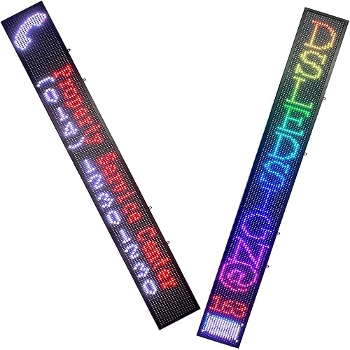 P10 LED Display Sign 77"x8" WiFi Programmable Scrolling Message Board Digital Signage for Business Advertising, Store Promotions & Retail Marketing (Waterproof Indoor/Outdoor Use）