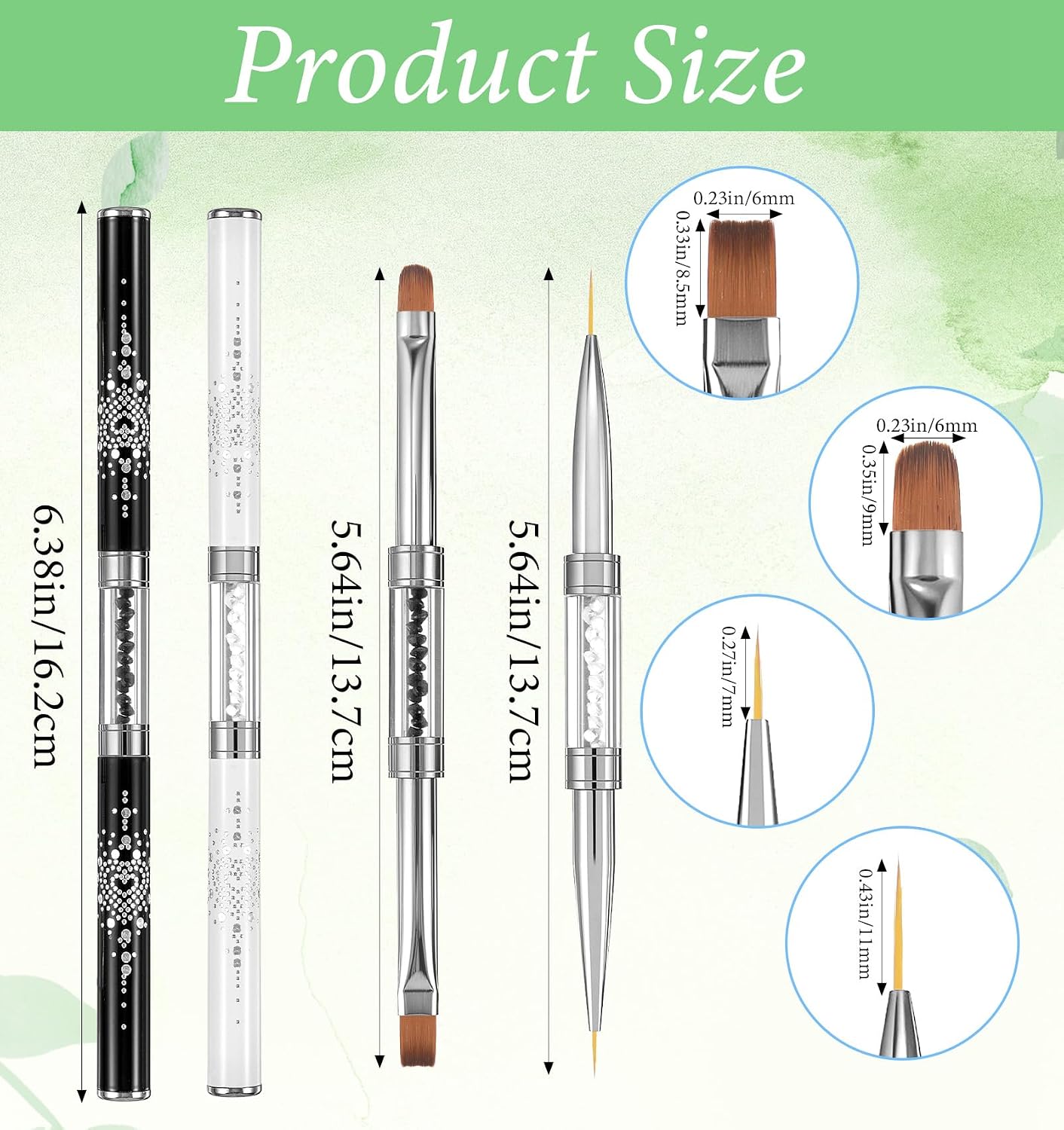 2 Pcs Hard Gel Brushes for Nails, Hard Gel Nail Brush | Professional French Manicure Brush Brush Builder Gel, UV Gel Extension Nail Art Brush for Home Salon Nail Design