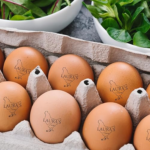 Miniatura 5 de Sellos de huevos para huevos frescos, sello de goma personalizado de huevo de gallina, letrero de huevos frescos de granja para agricultores