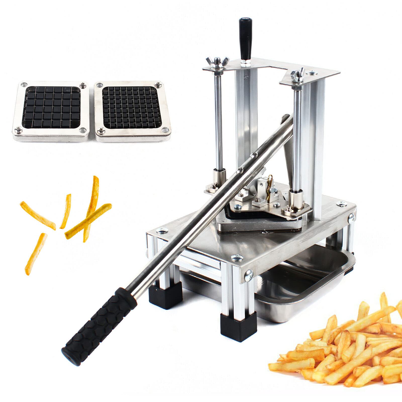 Pommesschneider Edelstahl, Vertikalen Kartoffelschneider Profi Pommes Frites Schneider Obst Gemüse Schneidemaschine für Privaten und Gewerblichen Gebrauch