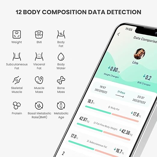 Báscula de Baño Digital con App Smartphone y Medición Corporal miniatura 3