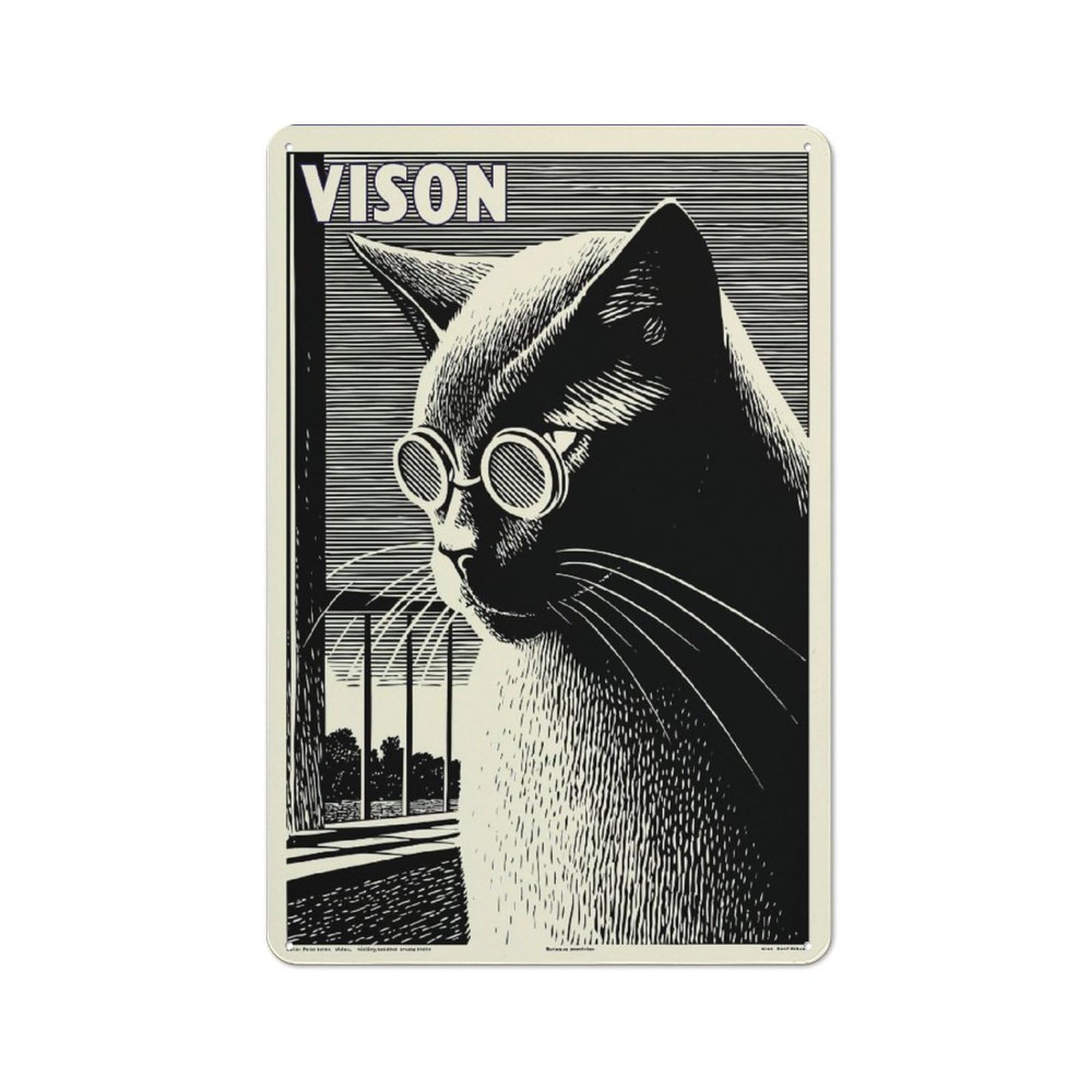 Junmoney Visionary Feline Retro Metal Wall Sign 30X20cm With For Home Bar Wall, A Housewarming Gift For Hosts Who Enjoy Retro Interiors