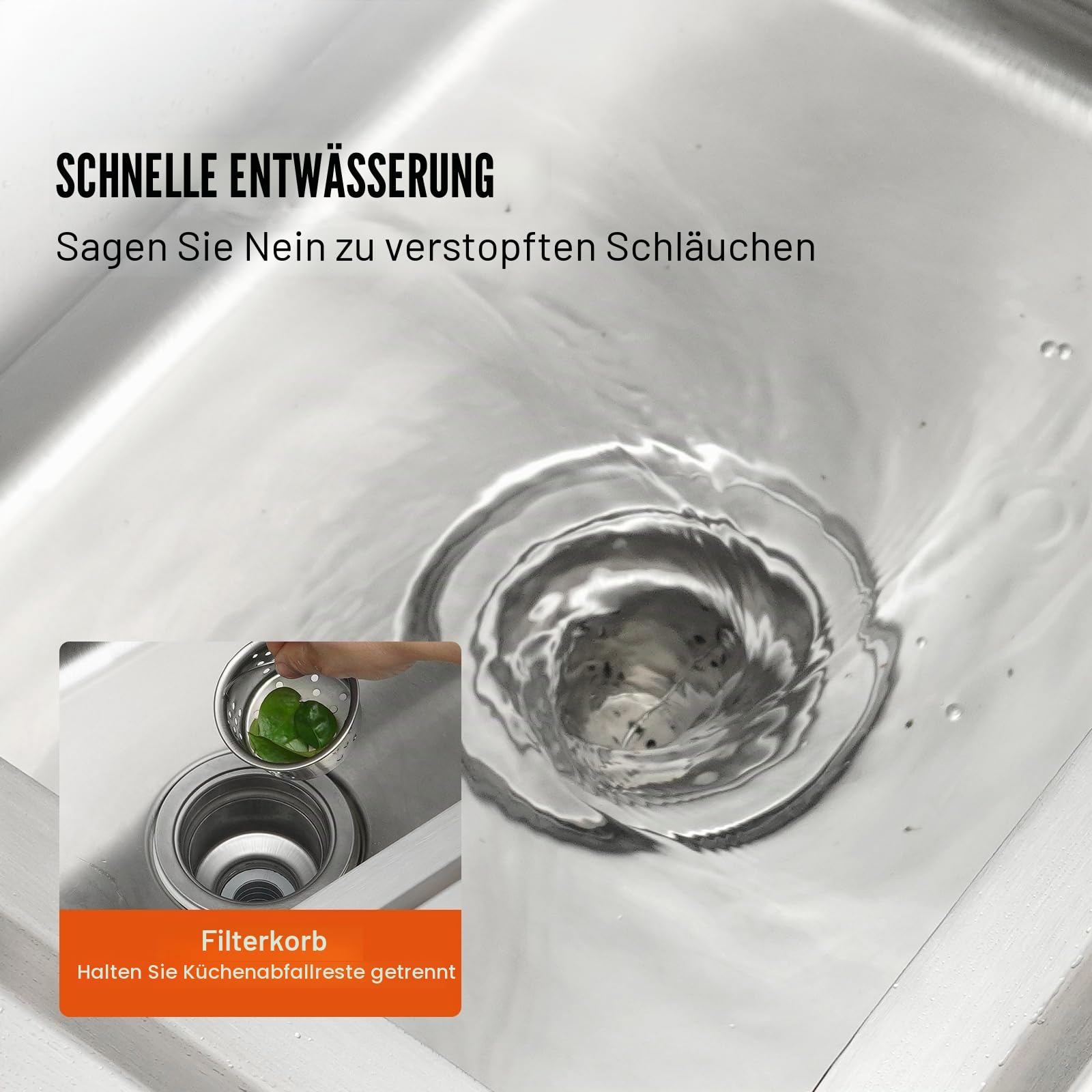 VEVOR Edelstahl-Waschbecken, Freistehendes Waschbecken, inkl. Wasserhahn und Beinen, 41 x 33 x 22 cm Kommerzielle Einzelwaschbecken für Garage, Restaurant, Küche, Gewerbliche Spülbecken
