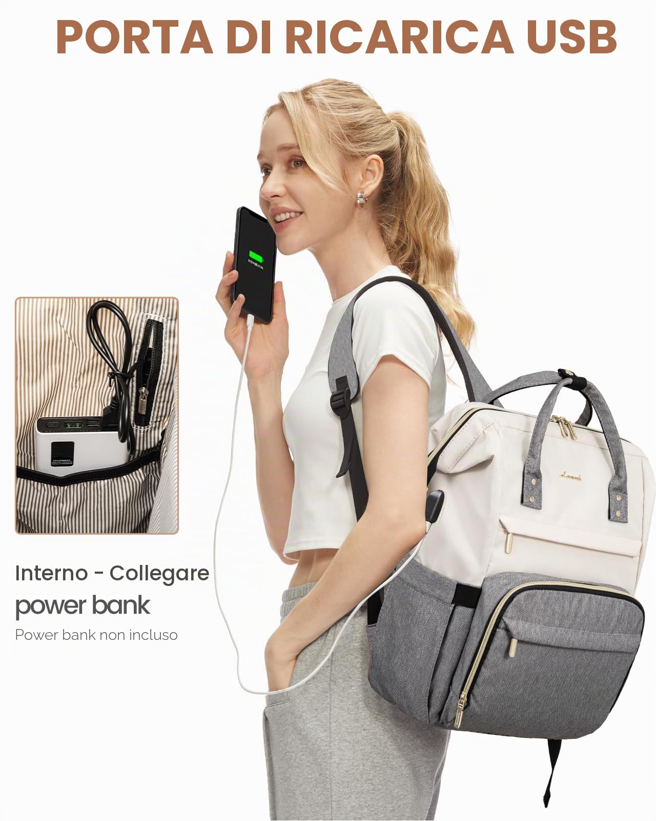 LOVEVOOK Zaino Porta PC Donna, Zaino Antifurto Impermeabile Donna, Zaino per Laptop Portatile 15.6/17 Pollici, Zaino per Viaggi Affari
