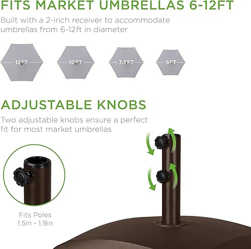 Miniatura 6 de Best Choice Products Base de sombrilla móvil rellenable de capacidad de 123 libras, soporte de mercado resistente para patio, terraza, piscina con 4