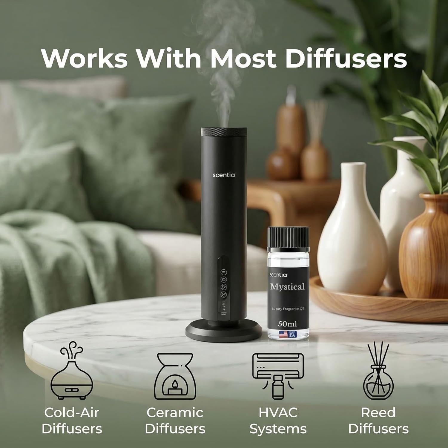 Scentia Mystical Hotel Scent Diffuser Oil – Luxury Fragrance Inspired by Wynn Las Vegas – 50 mL – Melon, Raspberry & Jasmine Essential Oil Blend for Home, Office & Aromatherapy Diffusers, Made in USA