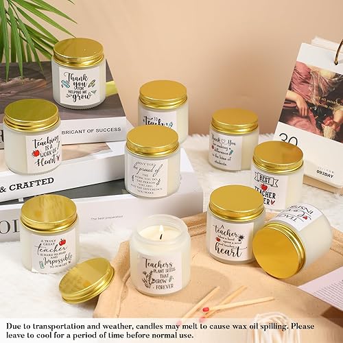 Miniatura 5 de Lounsweer 10 velas de regalo de agradecimiento a los maestros de Navidad a granel de 3.5 onzas para profesores, compañeros de trabajo, velas