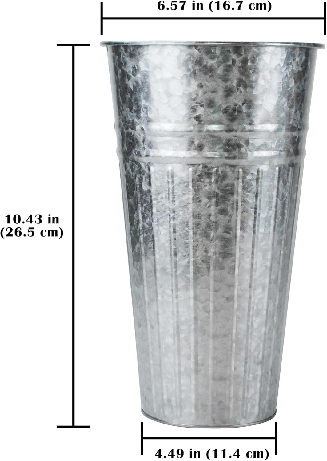 DAHO 4 Pack Tall Metal Planters for Plants, Flowers, Decor, Garden, Patio, Indoor or Outdoor (Galvanized, 10.43'')