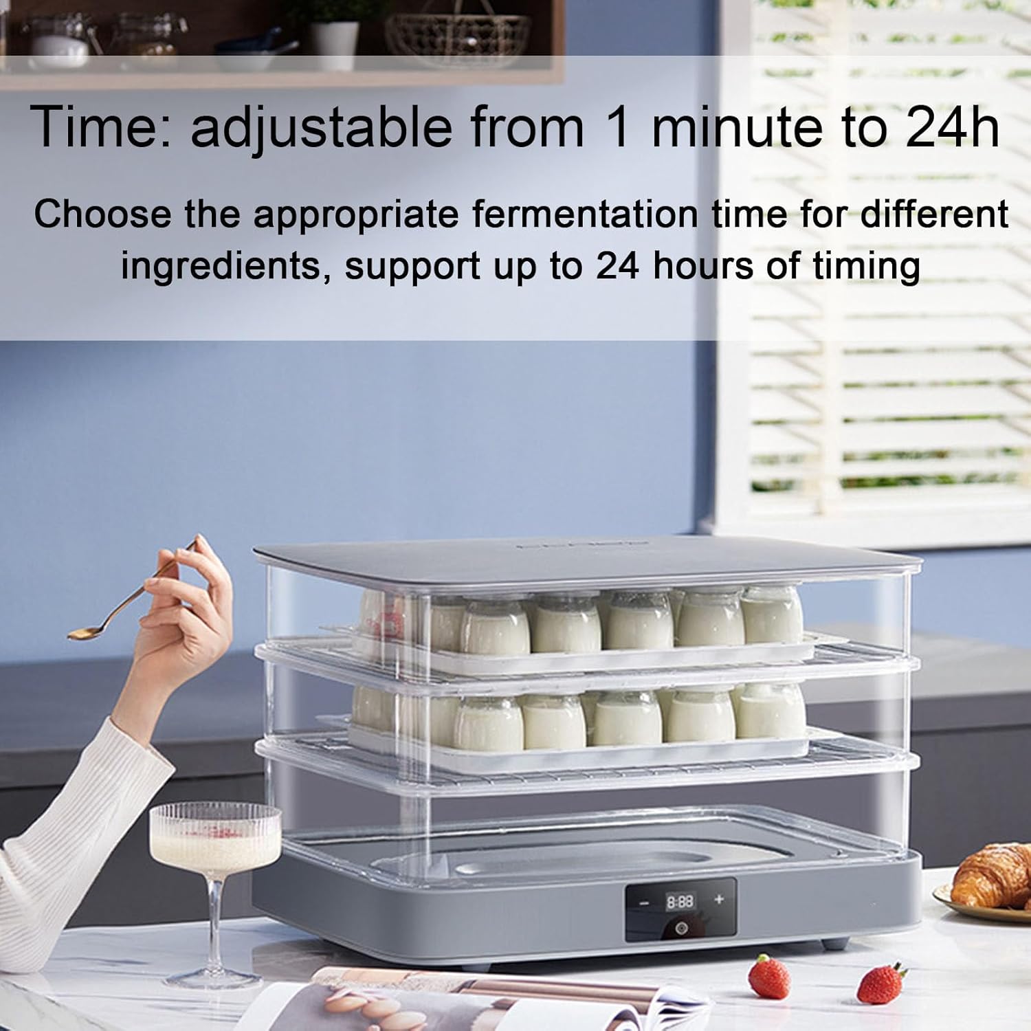 Bread Making Proofing Box, Pizza Dough Fermentation Box, W/Three-Layer Transparent Fermentation Tray, Used for Making Bread, Yogurt