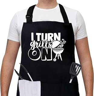 Grilling Aprons for Men,Cnavas Corss Back with Large Pockets Adjustable Chef Aprons, Funny Gifts for Men