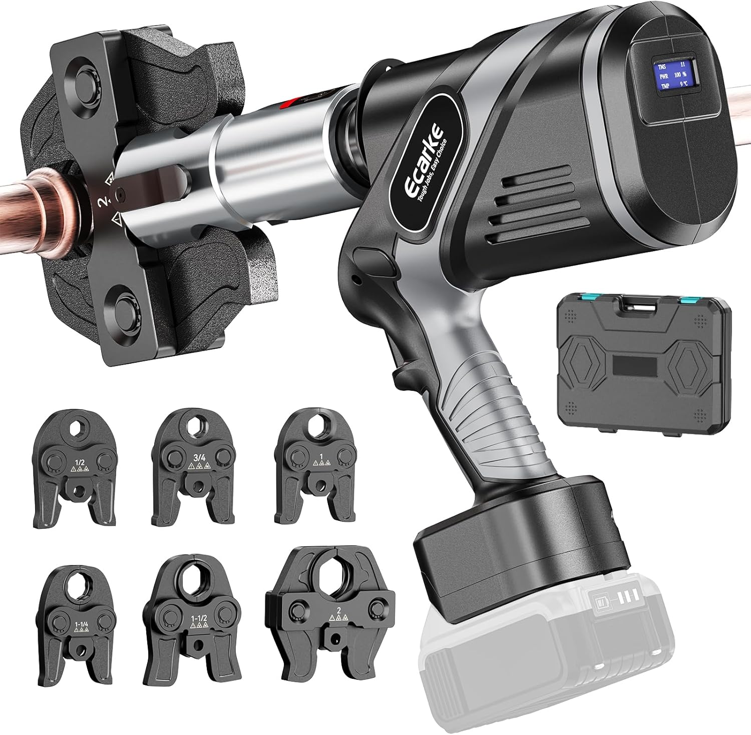 Pro Press Tool Compatible with DeWalt 20V battery, Electric Pipe Crimping Tool for 1/2" to 2" Copper Pipes, 360° Rotation Automatic Crimper with Brushless Motor(no battery)