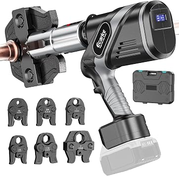 Ecarke Pro Press Tool Compatible with DeWalt 20V battery, Electric Pipe Crimping Tool for 1/2" to 2" Copper Pipes, 360 Rotation Automatic Crimper with Brushless Motor, Tool Only