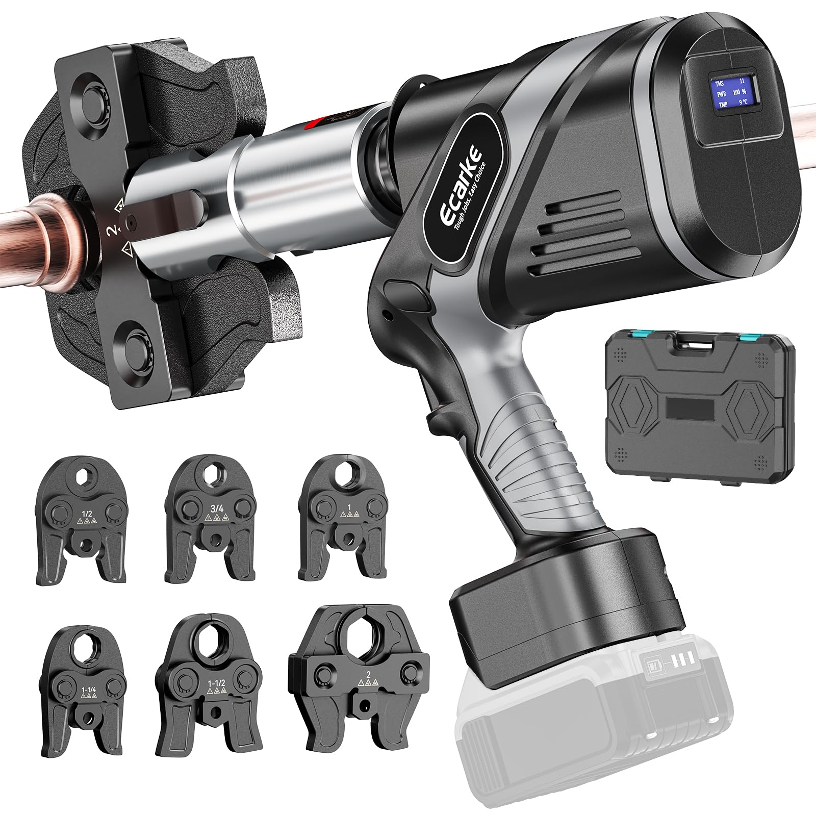 Photo 1 of ***UPDATED 6/21*** Ecarke Pro Press Tool Compatible with DeWalt 20V battery, Electric Pipe Crimping Tool for 1/2" to 2" Copper Pipes, 360° Rotation Automatic Crimper with Brushless Motor, Tool Only