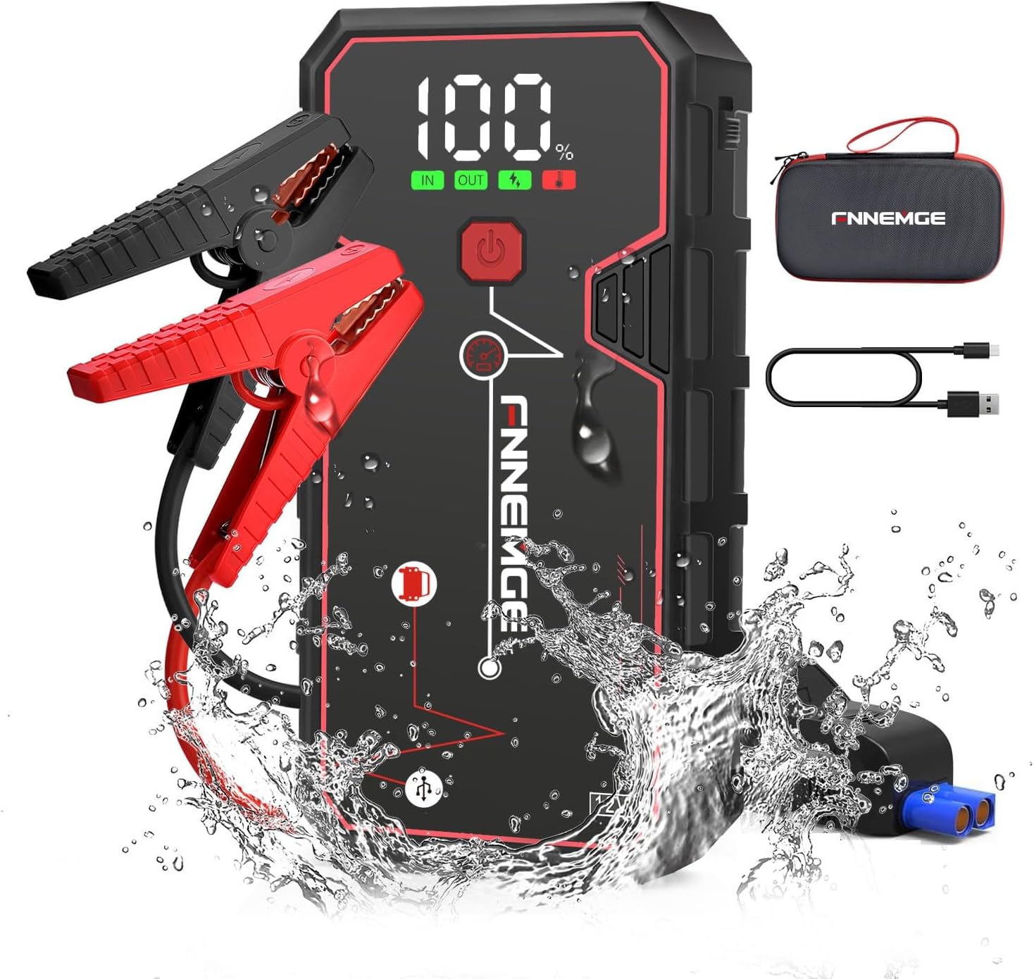 Car Jump Starter, 5000A Peak 23800mAh 12V Jump Starter Battery Pack(Up to All Gas, 8.0L Diesel Engine),with USB Charge Output Port,LED Light,HD Large Screen